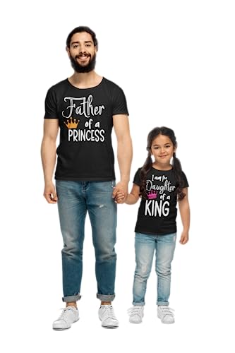 Set of 2 Matching Daddy Daughter T-Shirts Shirts; Daughter of King; Father of Princess Father's Day