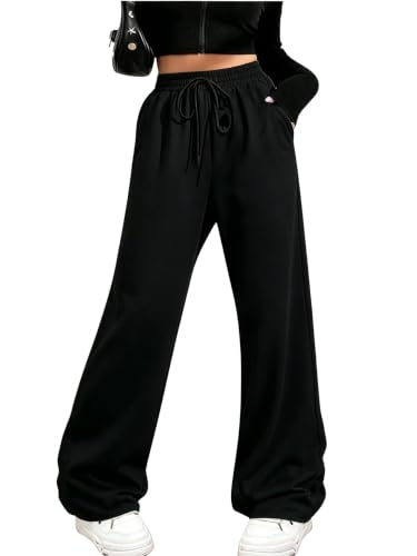 Image of SOLY HUX Women's Y2k Wide Leg Gothic Sweatpants Grunge Pants