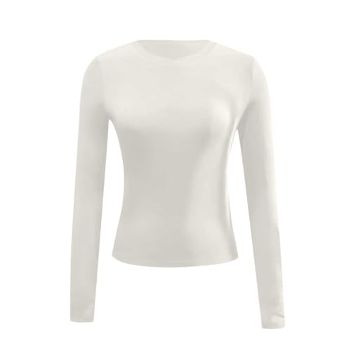 Womens Long Sleeve Shirts Crew Neck Basic Tees Solid Slim Fit Shirt Lightweight Fitted Plain Clothes Fashion Tops - image 3