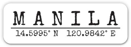 Manila Philippines - City Coordinates Travel Luggage Vinyl Sticker Decal (7 Wide)