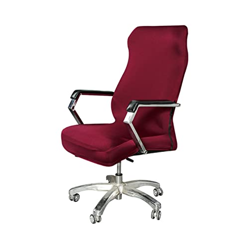 Maison Housse De Chaise De Bureau Chaise De Bureau Ergonomique Ajustement Souple Housse De Fauteuil Rotatif Housse De Protection De Chaise en Spandex avec Fermeture éclair -vin Rouge-Petit Cover