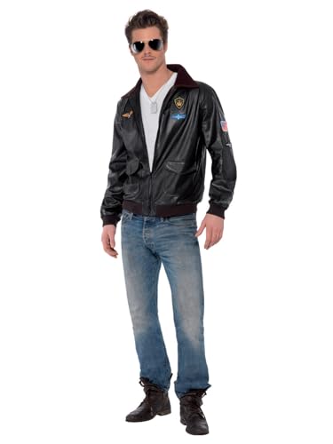 Smiffys Top Gun Bomber Jacket, Brown