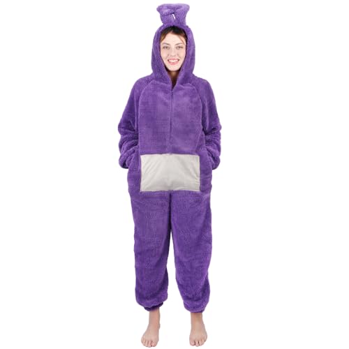 Purple xl Onesie Kostüm Schlafanzug, Onesie Kostüm Erwachsene mit Kapuze, Tier Jumpsuit Kostüm Erwachsene Cosplay Karneval Halloween Pyjama...