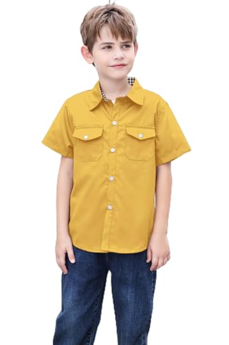 Image of SANGTREE Summer Button Down Shirts Cottn Tops for Men Women Boy Girl