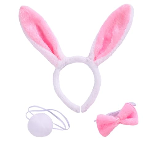 3 Stk Hase Cosplay Kostüm Zubehör Kaninchen Hasenohren Stirnband Plüsch Ostern Kaninchen Hasenohren Stirnband Kaninchenschwanz Kan,Hasenohren...