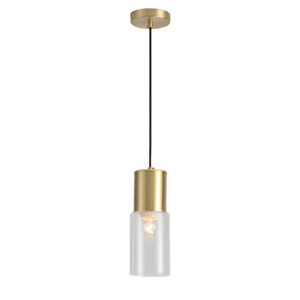 Lustre pour cuisine en verre transparent raffiné avec douille en laiton E27
