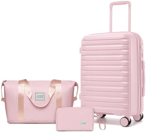 LARVENDER Luggage Sets 3 Piece, Expandable Hardside PP Carry On L...