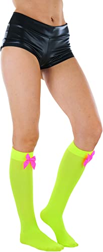 Image of ToBeInStyle Women's Opaque Knee High Nylon Fashion Socks Solid & w /Front Satin Bow