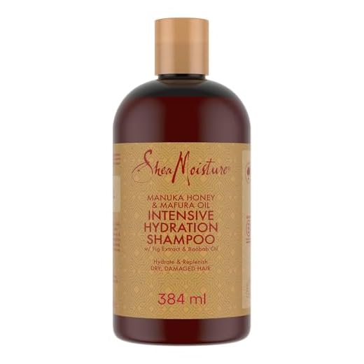 SheaMoisture Champú Miel de Manuka y Aceite de Mafura - Champú Rizos de Hidratación Intensiva para Cabello Seco y Dañado - Con Aceite de Baobab y Manteca de Karité - Sin Sulfatos - 1 x 384 ml