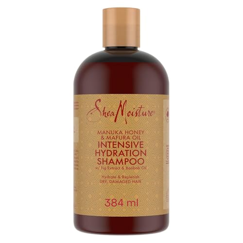 SheaMoisture Shampoo Intensive Hydration con Miele di Manuka e Olio di Mafura - Shampoo per capelli ricci e danneggiati con olio di baobab e burro di karité, senza solfati - 1 x 384 ml