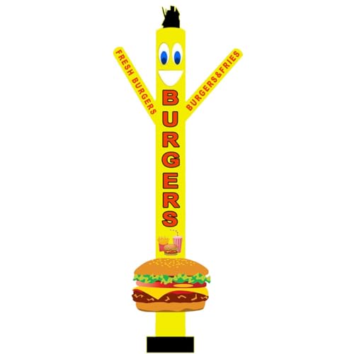 18ft Advertising Fresh Burgers Air Inflatable Dancer with Delicious Fries, Coldrink & Burger Image Wacky Waving Tubeman Puppet for Fast Food Business Growth & Marketing (Without Blower)