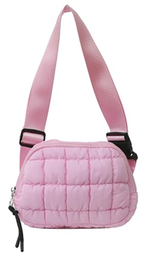 Womens Quilted Puffer Shoulder Crossbody Bag Small Sling Waist Purse Bubble Handbag Daypack Pleated Sports Chest Bag