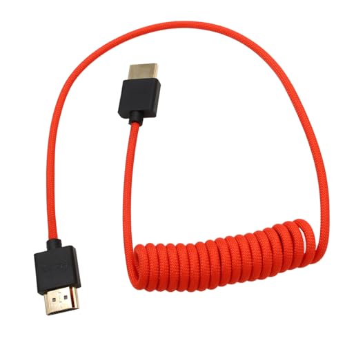 Image of HDMI 8K 4K30p Cable for ATOMOS Portkeys SmallHD LH7P F6Plus ANDYCINE Sony FR7 NX800 Canon C70 C400 Z8 /9 Camera on RS2 RS3 RS4 Gimbal, Type A HDMI 2.1 Red Braided Coiled 50cm