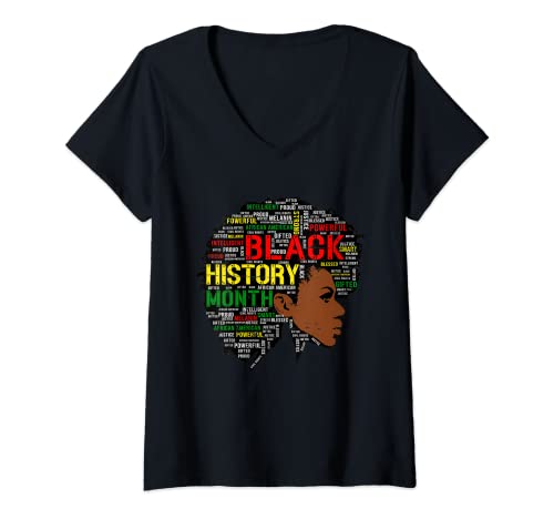 Donna Black History Month Shirt African Quote Women Girl Graphic Maglietta con Collo a V