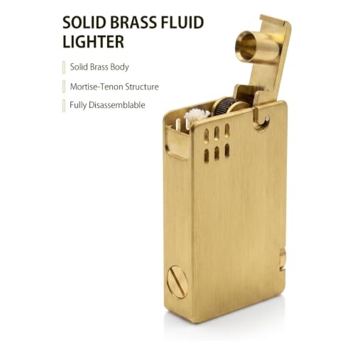 Image of Smoke King Monolith Brass Lighter - Premium Refillable Fluid Lighter (Fuel Not Included)