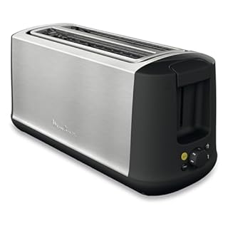 Moulinex Grille-pain 2 fentes longues, Largeur variable, 7 niveaux de dorage, Fonction Arrêt, Mode éco, Décongélation, Réchauffage, Tiroir ramasse-miettes, Subito Select Inox, LS342D10