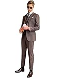 Pkrboro Herren Dreiteiliges Anzug-Set Jacke Weste und Hose Kerbe Revers Bankett Täglich Smokings