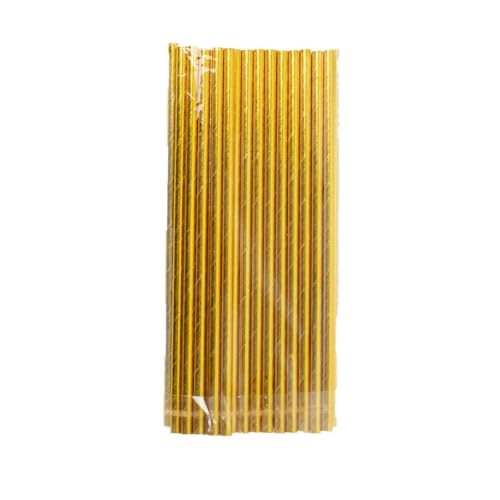 50 pitillos dorados metálicos de papel 8 pulgadas miniatura 7