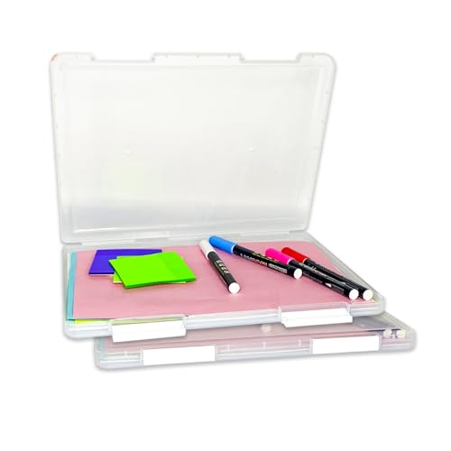 LAMBOCK Pacote com 2 porta-documentos A4 portátil transparente | Tamanho interno 29 x 20 cm x 0,1 cm