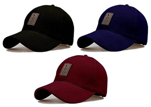 Image of Soft Cotton Adjustable Unisex Cap Quick Drying Sun Hat Protection for Men and Women (Freesize) Cap Pack of 3