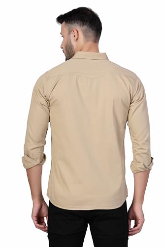 Image of Men's Cotton Twill Utility Shirt | Full Sleeve Button-Down Casual Shirt | Dual Chest Pockets | Comfortable Regular Fit | Everyday Wear