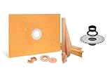 All-in-one Shower Kit: 48x72 Center Shower Pan (Tray), 2 inch PVC flange and 4 Inch Shower Drain Cover in Classic Design with Oil-Rubbed Bronze Finish (KD4GRKEOB Grate)