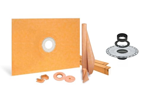 All-in-one Shower Kit: 48x72 Center Shower Pan (Tray), 2 inch PVC flange and 4 Inch Shower Drain Cover in Classic Design with Oil-Rubbed Bronze Finish (KD4GRKEOB Grate)