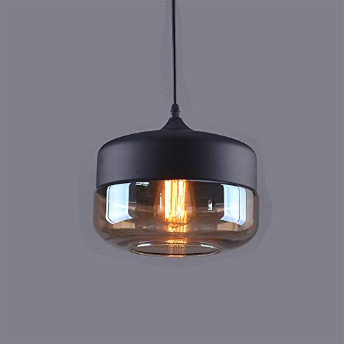 Weare Home Suspension Cylindre Aplatie Diamètre*Hauteur 25*21cm Style Retro Vintage Contemporain 110-220V (Ampoules non inclus)-Corde ajustable-Luminaire Suspension Design Salle à manger,Chambre à Coucher,Bureau,Salon,Bar,Café
