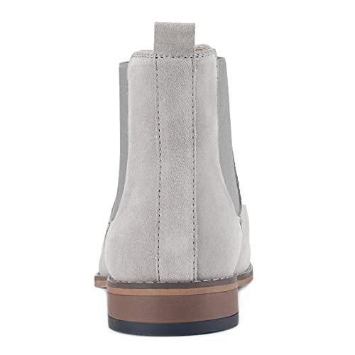 Temeshu Men's Chelsea Slip-On Suede Boots, Genuine Leather Boots, Waterproof Casual Oxford Dress Ankle Bootie Ms05 Gray 10.5 #TOP1