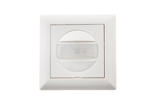 HUBER Motion 13R PIR Detector de movimiento 170° para interior, sensor de movimiento con pulsador, también para series de interruptores [55 x 55 mm], tecnología de salida de relé de 3 hilos