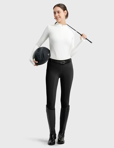 FitsT4 Sports Women's Full Seat Riding Tights Active Silicon Grip Horse Riding Tights Equestrian Breeches Black Size S - 1