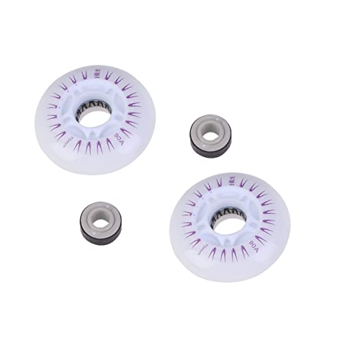 Happyyami 2 Pcs 76mm Pu Roller Skating Wheels for Inline Skates Flashy Night Light Wheels Accessory Changeable Color 90a Hardness for Outdoor Grip