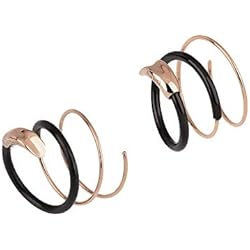 Breil, Colección Wrap, Pendientes para Mujer, Acero Pulido IP Rosa e IP Negro, con Diseño Elegante y Grabados para Oreja Derecha e Izquierda, Tamaño 1,5 cm, Negro y Rosa