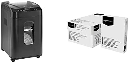 Amazon Basics 150-Sheet Autofeed Micro-Cut Paper Shredder & Multipurpose Copy Printer Paper, 8.5 x 11 Inch 20Lb Paper - 8 Ream Case (4,000 Sheets), 92 GE Bright White