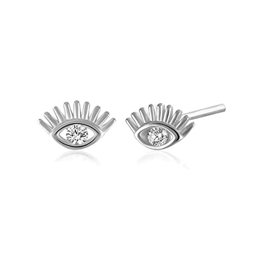 Boucles d'oreilles argent sterling 925 zircon bleu mauvais œil piercing cristal