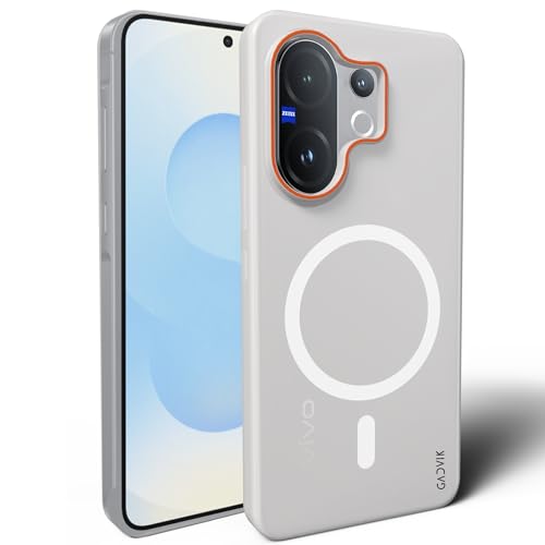 Image of Compatible for vivo V60e 5G Frosted Translucent Hard Back | Only Compatible with Wireless Magnetic Accessories | Thin and Slim Magnetic Back Cover (Clear)