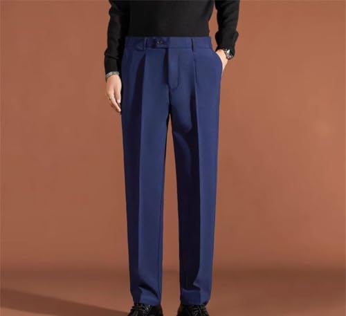 Mens High Waisted Straight Trousers Business Casual Pants Solid Color Office Work Dress Pants2
