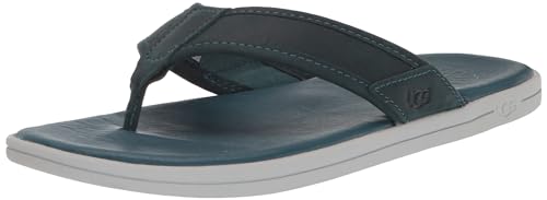 UGG メンズ シーサイド フリップ レザー サンダル, マリンブルー, 7