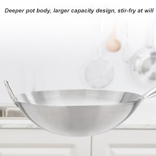 Wok de acero al carbono con mango, fondo plano 30 cm miniatura 3