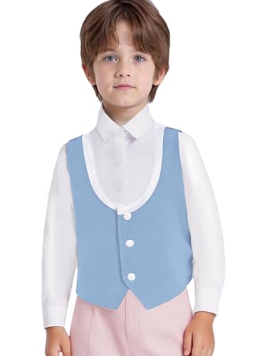 Boy's Formal Suit Vest Color Block Dress Waistcoat Vest Wedding Party Dresses Tuxedo3