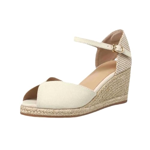 Elegance Canvas Wedges Peep Toe Sandals Shoes Women