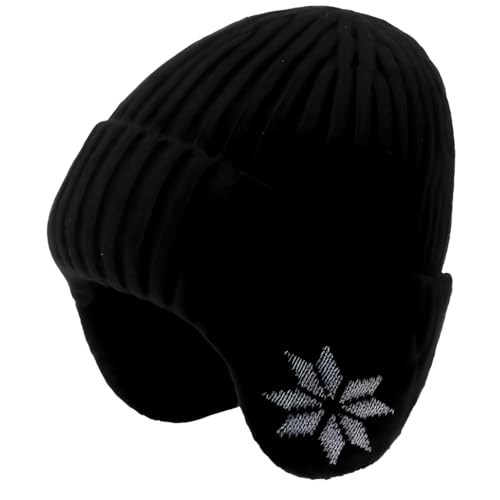 Bonnet d'hiver noir flocon de neige pour partager la magie des fêtes