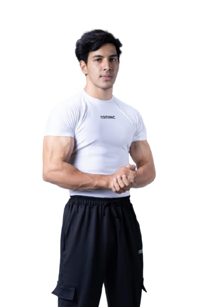 Image of COITONIC Men Compression Half Sleeves Round Neck T-Shirt for Gym and Sports Wear