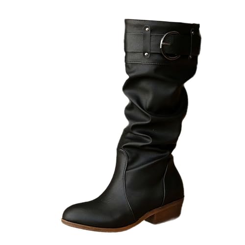 Bottes longues talons mi-longs plissés confort jambes élancées