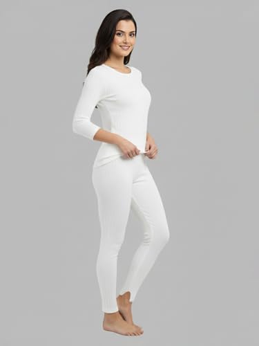 Image of Lux Cozi HEATEK Women's Ultra Soft Cotton 3 /4th Sleeves Thermal Top | Enhanced Flexibility | Deep Neck Ideal for Layering | Pack of 1