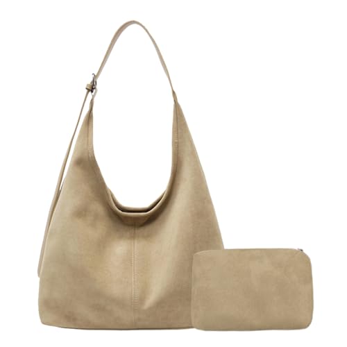 Image of Suede Bags for Women Suede Hobo Bag Retro Suede Tote Bag Slouchy Suede Shoulder Bag Crossbody Handbags Suede Purse