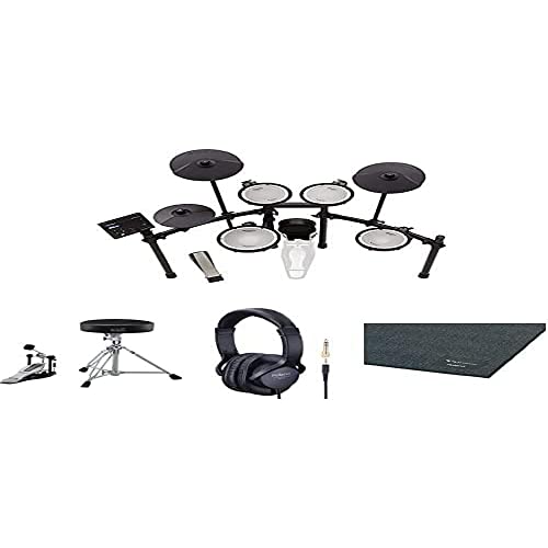 Roland TD-07KV Kit de V-Drums electrónico + Paquete de accesorios esenciales para V-Drums- DAP-3X + Auriculares para DJ + Alfombrilla pequeña para batería TDM-10