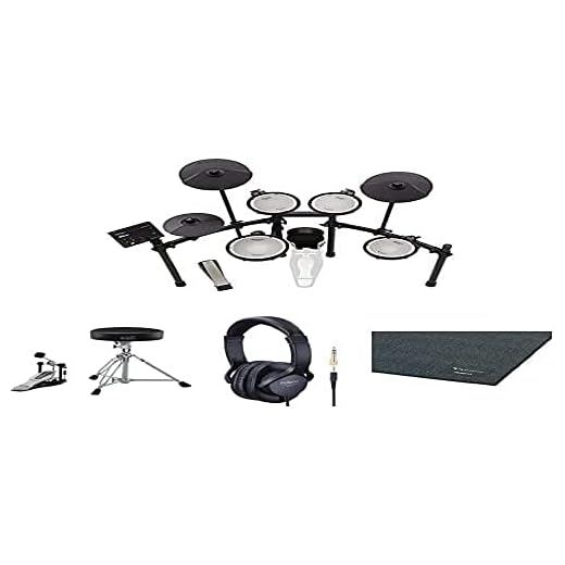 Roland TD-07KV Kit de V-Drums electrónico + Paquete de accesorios esenciales para V-Drums- DAP-3X + Auriculares para DJ + Alfombrilla pequeña para batería TDM-10