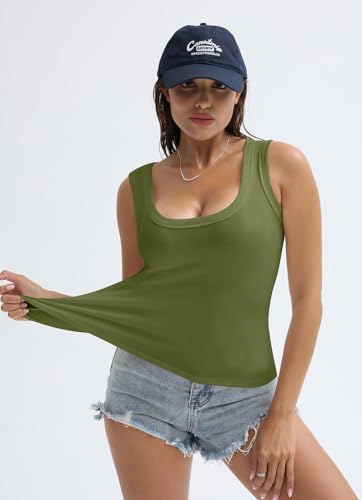 Image of SVALIY Summer Womens Tank Tops 2026 Square Neck Fitted Sleeveless Shirts for Women Ribbed Basic Top