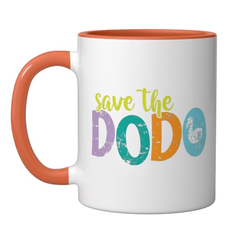 Save the Dodo Bird from Mauritius Ceramic Mug, Orange/White